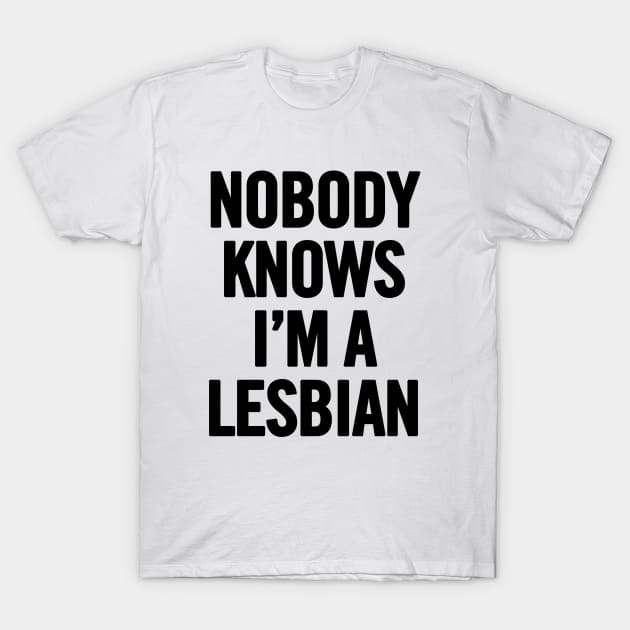 Nobody Knows I'm A Lesbian T-Shirt by sergiovarela